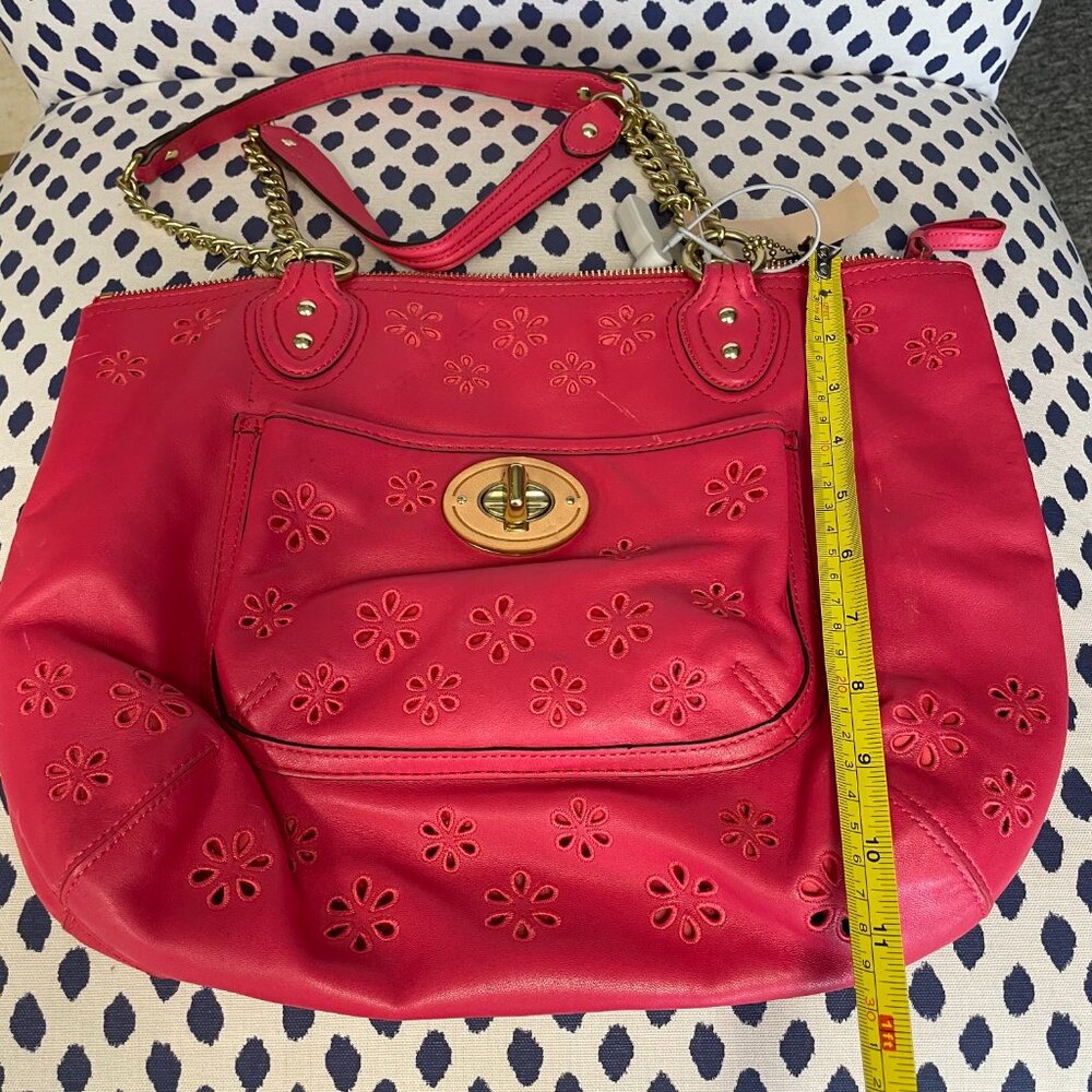 Coach Pink Poppy Eyelet Tote - Picture 13 of 13